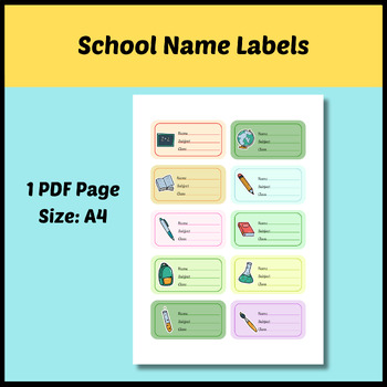 School Name Labels/School Sticker Name Tags by Cheerful Education