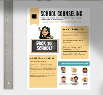 Preview of School Newsletter Template - Counseling, Teacher