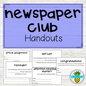 Preview of School Newspaper Student Handouts