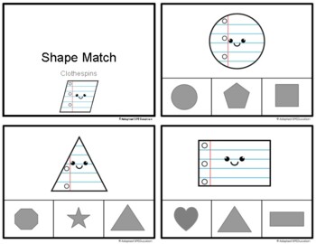 Preview of School- Notebook Paper- Shape Matching Clip Cards