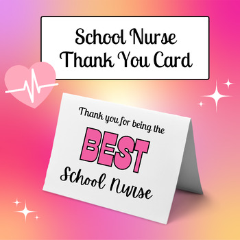 Preview of School Nurse Appreciation Card, Nurse Appreciation Week, School Nurse Gift Idea