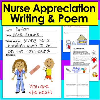 Preview of School Nurse Appreciation Poem and Student Templates to Write and Publish
