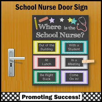Preview of Where is the School Nurse Appreciation Day Printable Door Sign Nurses Week Gift