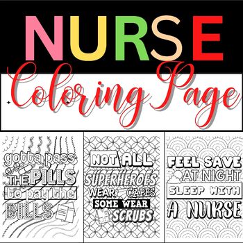 Preview of School Nurse Coloring Pages for Adults - Humorous, Jokes, Gift Idea Appreciation