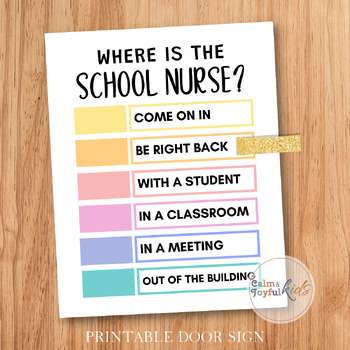 Preview of School Nurse Door Sign Where is The Nurse Office Decor Health Clinic Poster Art