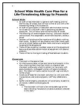 Preview of School Nurse Emergency Action Plan for Peanut Allergy