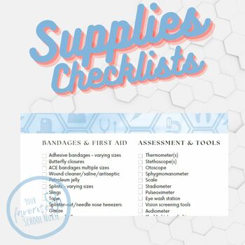 School Health School Nurse Essentials Supply Lists