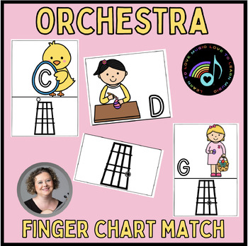Preview of School Orchestra Easter Finger Chart Match Bundle