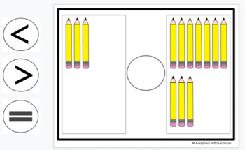 Preview of School- Pencils- Greater than: Less Than (0-14)- Google Slides Activities