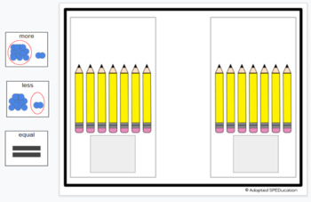 Preview of School- Pencils- More-Less-Equal (#s 0-6)- Google Slide Activities