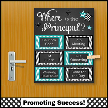 Where Is The Principal Sign Teal And Black Office Door Sign