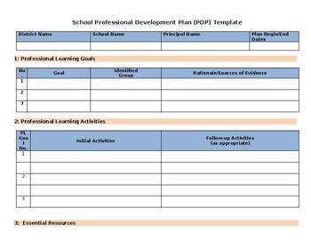 Preview of School Professional Development Plan sample&template(Editable&fillable resource)