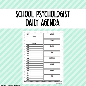 beweeglijkheid Inzet verontschuldiging School Psychologist Daily Agenda by School Psych Salena | TPT
