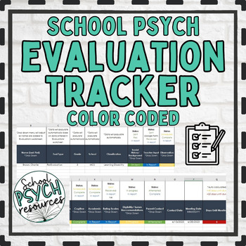 Preview of School Psychologist Excel Caseload Evaluation Report Tracker Special Ed Eval
