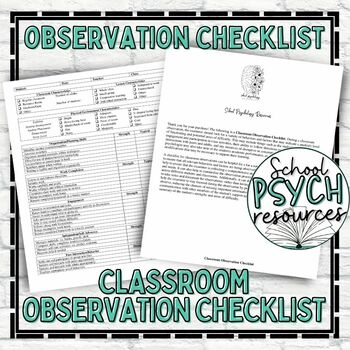 Preview of School Psychologist Special Education Classroom Observation Checklist