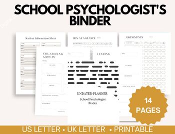 Preview of Minimalist School Psychologist's Binder, Psychologist Planner,Counselor Planner