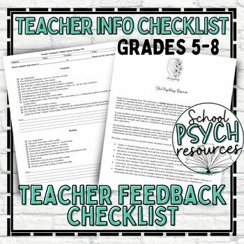 Preview of School Psychology Teacher Interview Info Feedback Checklist Grades 5-8