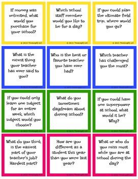 About School Conversation Starters by Thinking Zing Counseling | TpT