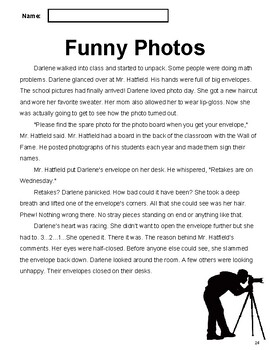 Preview of School Reading Comprehension Passage 4: Funny Photos (Grade 4-5)