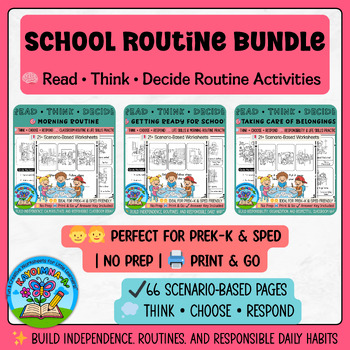 Preview of School Routine Bundle | Read • Think • Decide Routine Activities for PreK–K