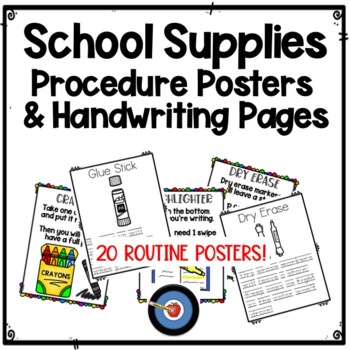 Preview of School Routines Posters and Handwriting Sheets