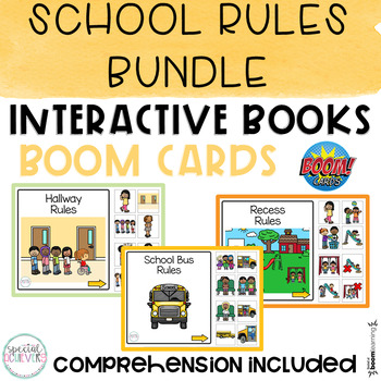 Preview of School Rules Adapted Book and Activities BOOM Cards Bundle | DISTANCE LEARNING