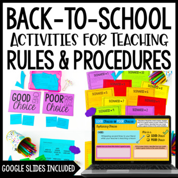 Preview of Back to School Activities to Teach Procedures and Rules with Digital Activities