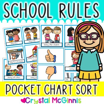 Preview of School Rules Pocket Chart Sort | Back to School | Beginning of the Year Activity