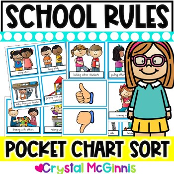 Preview of School Rules Pocket Chart Sort | Back to School | Beginning of the Year Activity