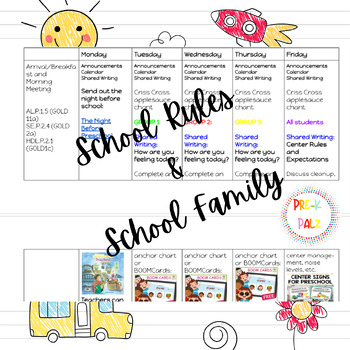 Preview of School Rules/School Family Lesson Pre-k preschool OSR