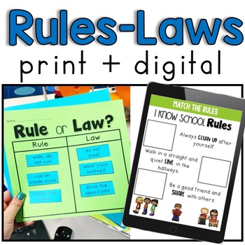 Preview of School Rules and Government Laws (print + digital)