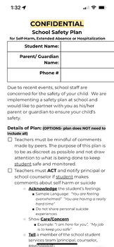 Preview of School Safety Plan- Self Harm/ Extended Leave/ Hospitalization 