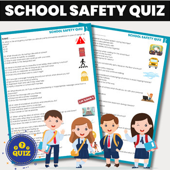 Preview of School Safety Quiz | Health and Physical Education Safety