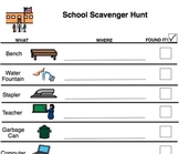 School Scavenger Hunt- Common School Items
