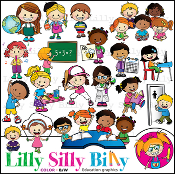 Preview of School Schedule - B/W & Color clipart {Lilly Silly Billy}