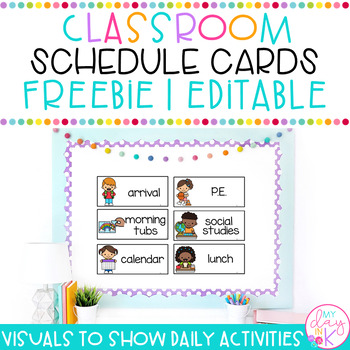 Preview of School Schedule Cards | Daily Visual Schedule | Editable | FREEBIE