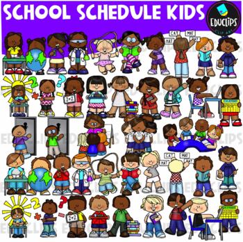 Preview of School Schedule Kids Clip Art Set (Educlips Clipart)