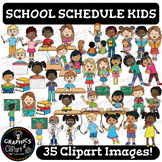 School Schedule Kids Clip Art Set {Clipart for Teachers}