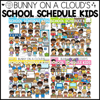 Preview of School Schedule Kids Clipart Bundle by Bunny On A Cloud