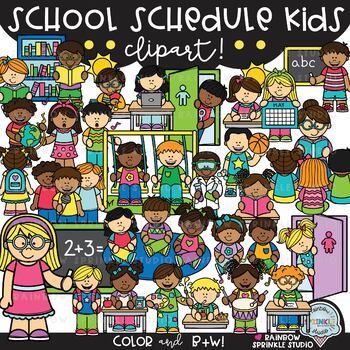 Preview of School Schedule Kids Clipart {class schedule kids clipart}