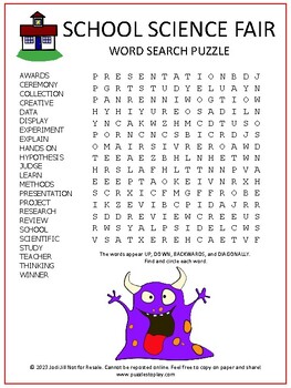 Preview of School Science Fair Festival | Vocabulary Activity Worksheet