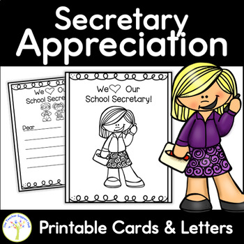 Preview of School Secretary Appreciation Thank You Cards Letters and MORE