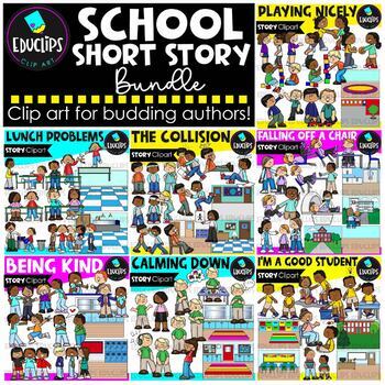 Preview of School Short Stories Clip Art Bundle {Educlips Clipart}