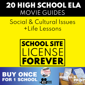 Preview of School Site License (1 SSL) 20 ELA Movie Guide Bundle | Social & Cultural Issues