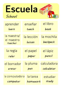 School - Spanish Language Poster! by Reforming My Classroom | TpT