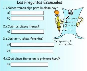 Preview of School Spanish SMART Board Lesson