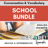 Spanish | EDITABLE School: Vocabulary & Conversation Bundle