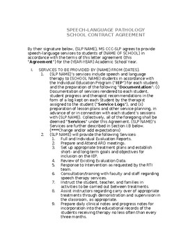 Preview of School Speech Therapist Contract Agreement Template