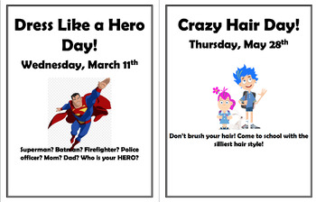 Preview of School Spirit Day Posters! TEN different posters & editable!