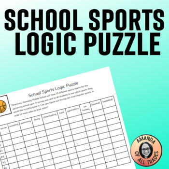 Preview of School Sports Logic Puzzle Brain Teaser Critical Thinking Activity